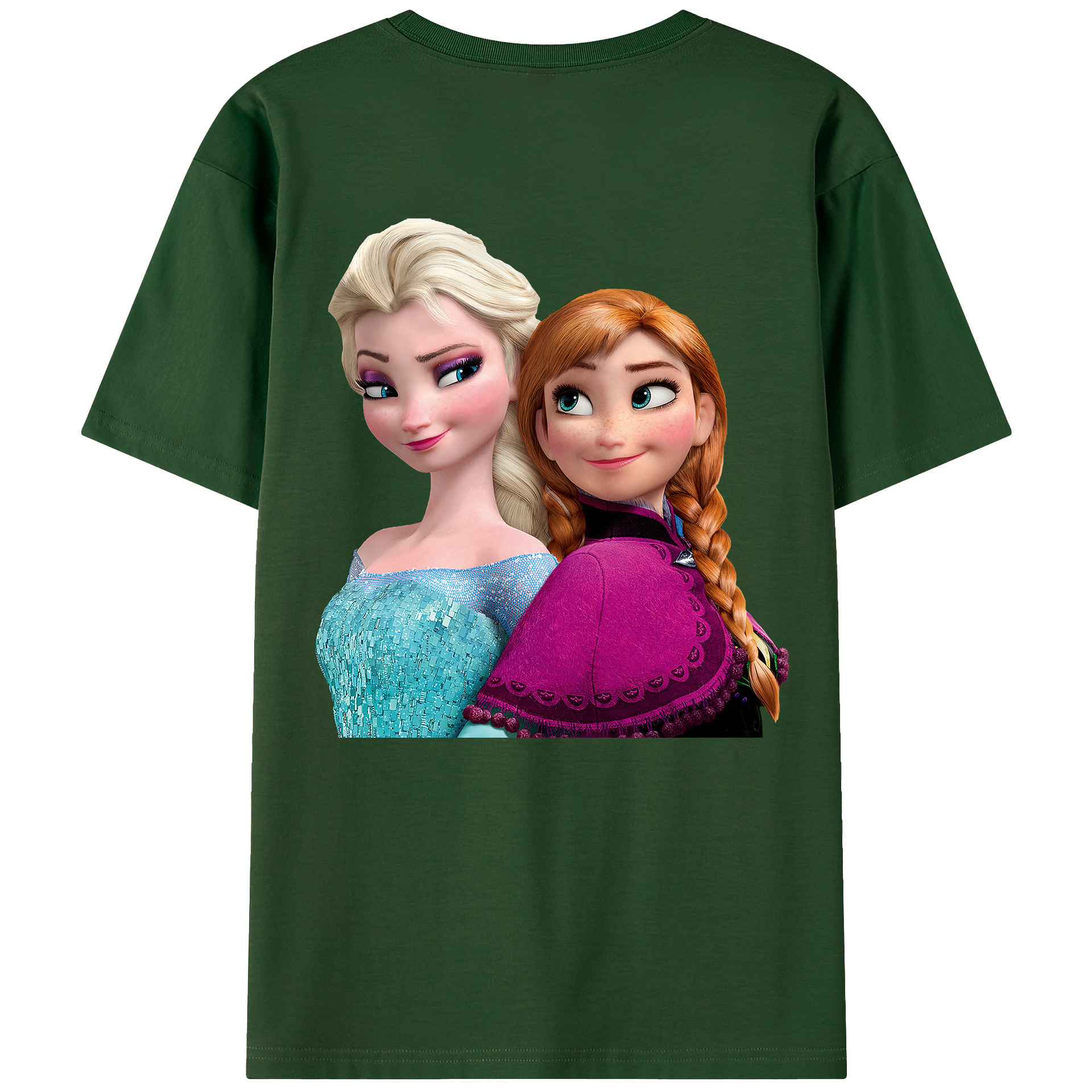 （画像用） アナと雪の女王 アンナ エルサ Frozen Anna Elsa 綿100％半袖Tシャツ（背面プリント）